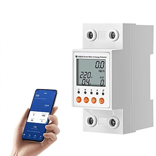 eMylo Smart WIFI medidor de energía, monofásico carril DIN LCD medidor digital, interruptor automático de protección de fugas AC 80-400V, monitor de consumo de energía eléctrica, APP control remoto