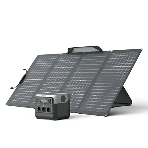 Estación de energía portátil EcoFlow River 2 con paquete de panel solar portátil, batería LiFeP04, 1 hora de rápido, generador solar para acampar al aire libre/RV/hogar/balcón (RIVER2PRO+220W)