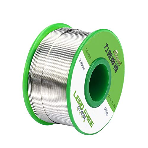 Estaño para Soldar 0.6mm Hilo de Soldadura Electronica Sin Plomo con Núcleo de Resina Sn99-0.7Cu Hilo de Estaño para Solderding y Bricolaje 100g