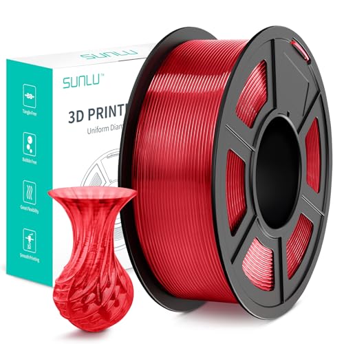Filamento para impresora 3D SUNLU PLA+, filamento PLA PLUS 3D de dureza mejorada compatible con impresoras 3D FDM, precisión dimensional +/- 0,02 mm, carrete de 1kg (2,2 libras), rojo transparente