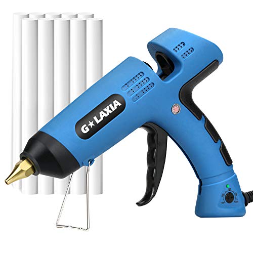 G LAXIA Pistola de Silicona Profesionales,100 W Pistola de Pegar Con 10PCS 11.8mm Barras de Pegamento Calentamiento Rápid, 100-220℃ Temperatura regulable, para Proyectos de Bricolaje y Manualidades