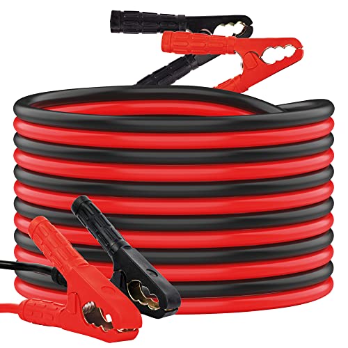 GADLANE Cables de Salto de 6 m de Largo, Resistentes para batería de Coche, Cables de Salto de 1500 amperios y 30 mm² de Grosor con Abrazaderas Fuertes, para Coches de Gasolina y diésel (1500A)