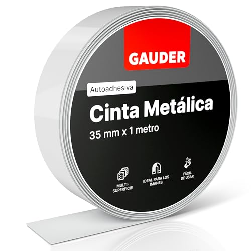 GAUDER Cinta metálica autoadhesiva I Tiras metálicas para imanes, figuras y estanterías Tonies® I Banda metálica (1 m)