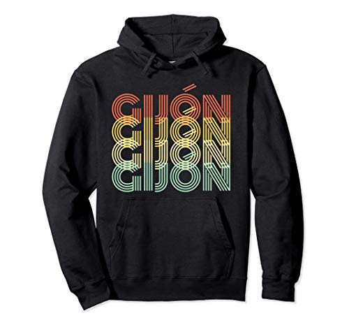 Gijón Retro Inicio Vintage Ciudad Natal Sudadera con Capucha