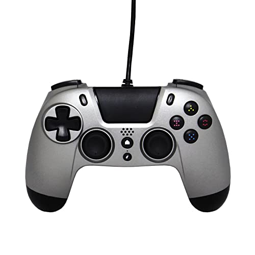 Gioteck - VX4 - Mando PS4 Wired, Controlador Cableado para la Playstation 4, 3,5 mm Puerto de Audio, Soporta vibraciones y movimientos, Compatible con PS4 y PC Titanium (Windows 8.1), gris