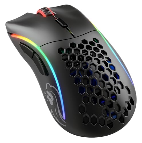 Glorious Gaming Model D Wireless Ratón gaming inalámbrico - 69 g superligero, sin lag 2,4 GHz inalámbrico, hasta 71 horas de batería, RGB, sensor BAMF, ergonómico, 6 botones - Negro mate