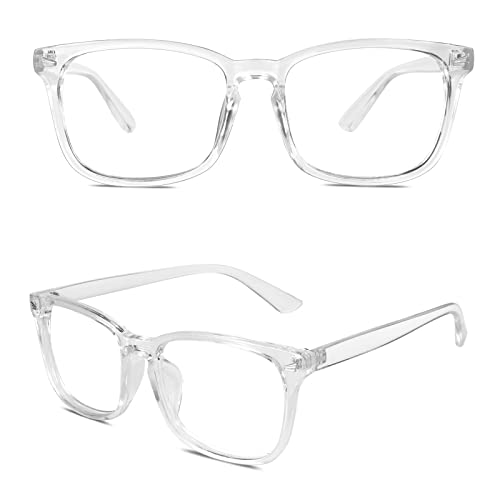 GQUEEN Gafas de Lente Transparente Moda Clásicas Cuadrado Grandes Monturas de Gafas para Mujer y Hombre PE2