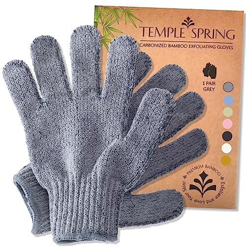 Guantes de bambú con exfoliantes corporales, esponja natural ducha y cepillo cuerpo, guante exfoliante facial elimina pelos encarnados, piel muerta