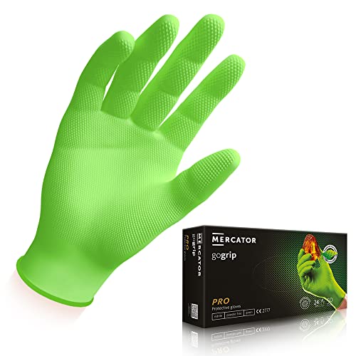 Guanti in nitrile MERCATOR® gogrip Guanti protettivi monouso, privi di rivestimento in polvere, senza lattice, Taglia:L - 50 pezzo, Colore:GoGrip Green