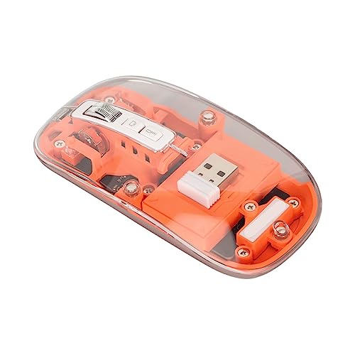 HEITIGN Ratón Inalámbrico, 2.4G 400mAh 2400DPI Ratones Inalámbricos con Escudo Magnético Transparentes para el Trabajo (Naranja)