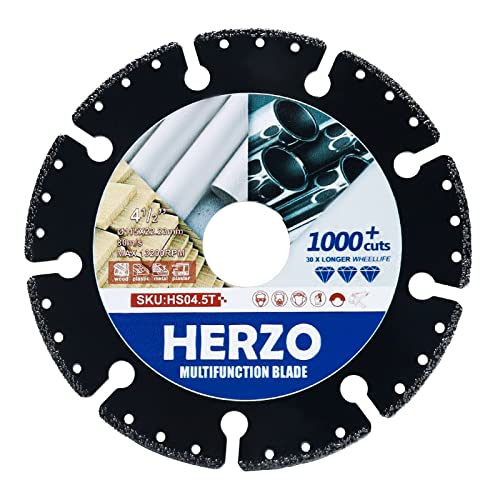 HERZO Disco De Corte Carbide Multi Wheel Para Madera Con Clavos, Plástico, Paneles De Yeso, Tubos De Cobre（Ø 115 mm）