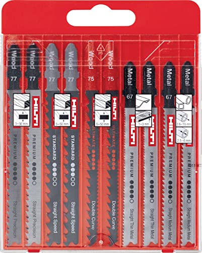 Hilti 2332343 Juego de 10 hojas de sierras de calar BC (Para tareas diarias de construcción y trabajo con metales. Vástago con saliente úncio (vástago en T)