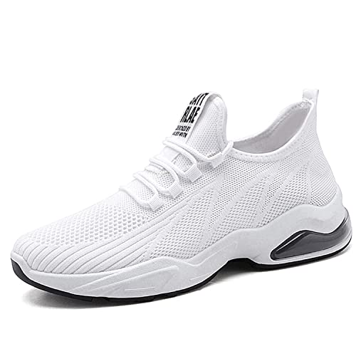 Hombre Zapatos Deportivos Casuales para Correr Gimnasio Sneakers Ligero Transpirable Zapatillas de Running Unisex Adulto, Blanco, EU39