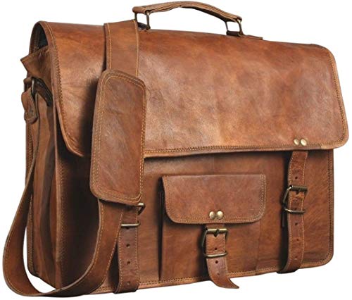 Honey - Sac en Cuir pour Ordinateur Portable - Messenger en Cuir pour Homme et Femme - Mallette pour Homme - Sacoche Parfaite pour l'école et Le Travail 12 x 17 inches (Brown)