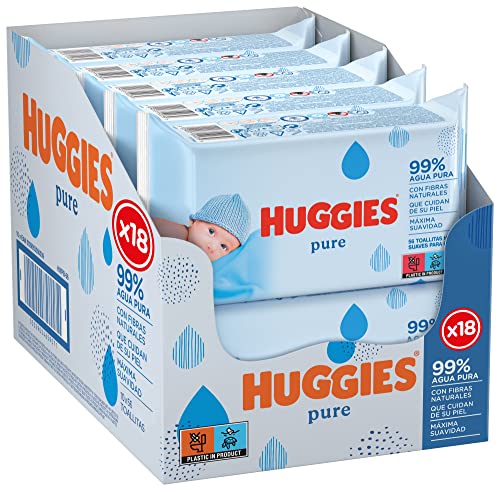 Huggies Toallitas pure para Bebé, 99% agua, 1008 toallitas (18 packs de 56 toallitas)