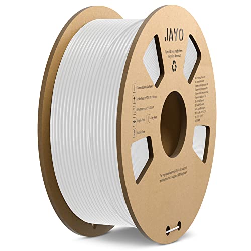 JAYO PLA Filamento de 1,75 mm, filamento de impresora 3D, precisión dimensional +/- 0,02 mm, bobina de 1,1 KG (2,4 libras), filamento perfectamente enrollado, Blanco 1100G