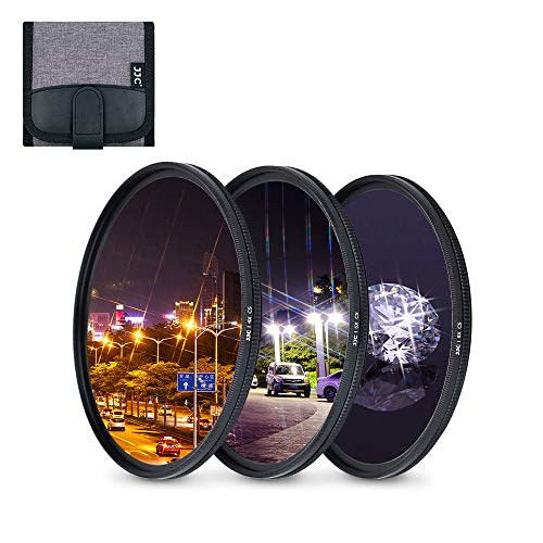 JJC 3 filtros de estrella de 49 mm (4 puntos, 6 puntos, 8 puntos) con bolsa de filtro protectora para Canon Nikon Pentax Olympus Samsung Sony Panasonic Fujifilm DSLR filtros de lente de cámara