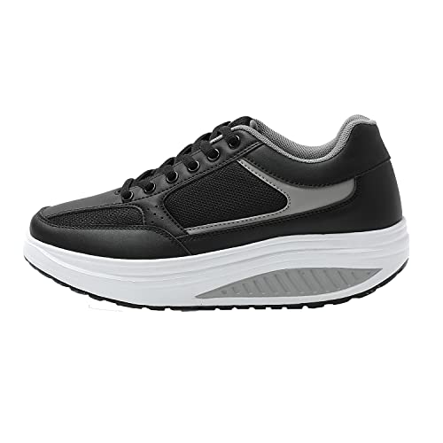 JOMIX Zapatillas Deportivas Mujer Basculantes Sneakers Zapatos Mecedores Cómodos Adelgazar Caminata Jogging Fitness, 01 Negro, 41 EU