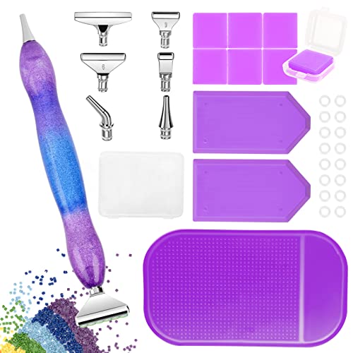 Juego de Pinceles de Pintura de Diamante de 18 Piezas, Herramientas de Pintura de Diamante de Bricolaje con Puntas Reemplazables para Niños Adultos Pintura de Diamante Bordado y Arte de Uñas(A)