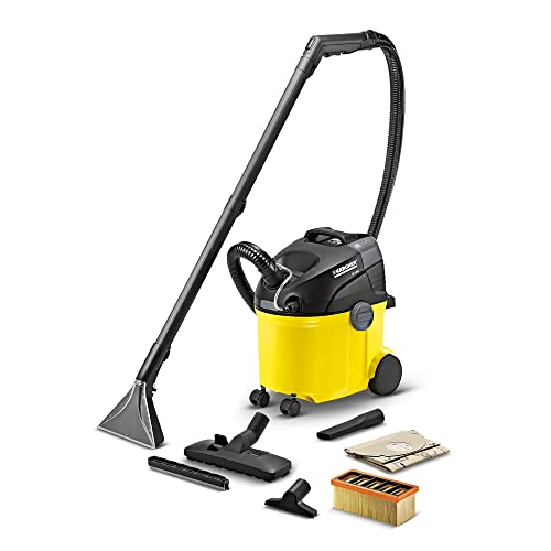 Kärcher Lava-aspiradora SE 5100, Limpieza Profunda en Superficies Textiles Mediante Pulverización, Aspiradora Seco y Húmedo, 1400 W, 4+4L Depósito Agua Limpia/Sucia, color negro/amarillo