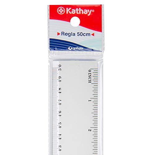 Kathay 86420400. Regla de Plástico, 50cm, Transparente, Perfectas para Uso Escolar