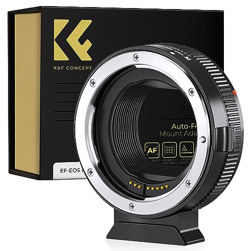 K&F Concept Canon Auto EF/EF-S a EOS R - Adaptador de Metal con Enfoque Automático (Incluye Funda Protectora)