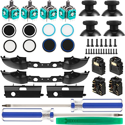 Kit de 31 Repuestos de Controlador de Juego, Tapa Agarre, Joystick, Parachoque Disparador LB RB, Botones ABXY, Puerto Enchufe Auricular, Destornillador Compatible con Xbox One S Modelo 1708