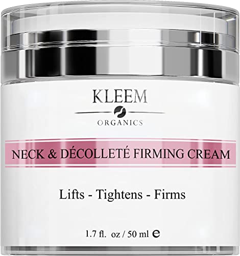 Kleem Organics Crema Cuello y Escote Reafirmante con Péptidos y Retinol - Crema Orgánica para Reducir las Arrugas, las Líneas del Cuello, las Manchas de la Edad y la Flacidez de la Piel