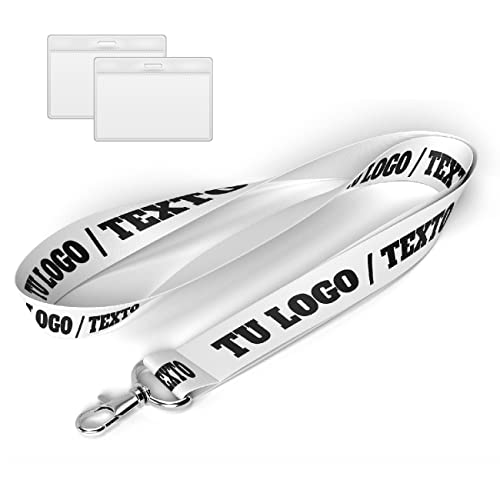 Lanyard PERSONALIZADO con logotipo y texto. Colgantes de tarjetas de identificación, colgante de llaves, colgante de acreditaciones. (Lanyard sin cierre)