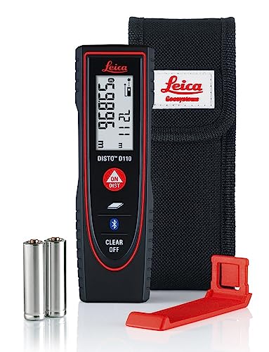 Leica DISTO D110: Medidor láser de distancia compacto con Bluetooth (se conecta a aplicaciones) para mediciones de distancia y área (uso en interiores con un alcance de 60 m)