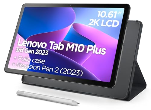 Lenovo Tab M10 Plus (3rd Gen) - Tablet de 10.61" 2K (Qualcomm Snapdragon SDM680, 4GB de RAM,128GB ampliables hasta 1TB,4 Altavoces,WiFi + Bluetooth,Android 12) Precision Pen 2 + Funda - Gris Oscuro