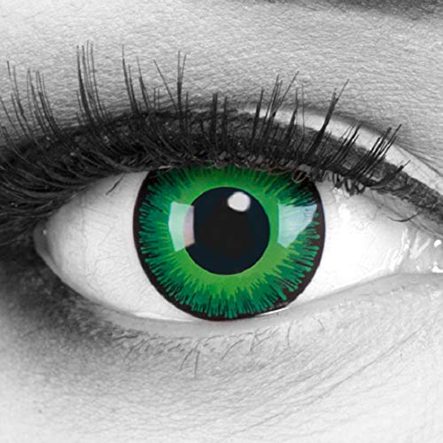 Lentillas de color verde Shining con borde negro 1 par. Para Halloween Carnaval, cosplay de anime, gratis estuche de lentillas sin graduación