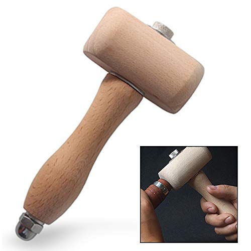 LHKJ - Martillo de mazo de madera de haya, herramienta de madera, para cortar martillo, artesanía de cuero