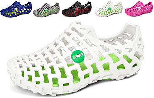 Lijeer Zapatos Aguamarina Mujeres Zapatos de Agua para Hombre Sandalias Playa Zapatos Casual Malla de Playa Deporte al Aire Libre Masaje Blanco Verde,38 EU,24CM De talón a Dedo del pie