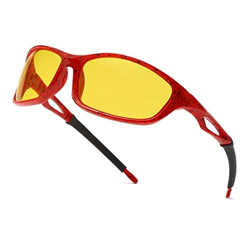 Long Keeper Gafas de Conducir de Noche - Gafas de Sol Conducir Visión Nocturna para Hombre Mujer Gafas Polarizadas Amarillas Conducir Ciclismo Lentes UV400