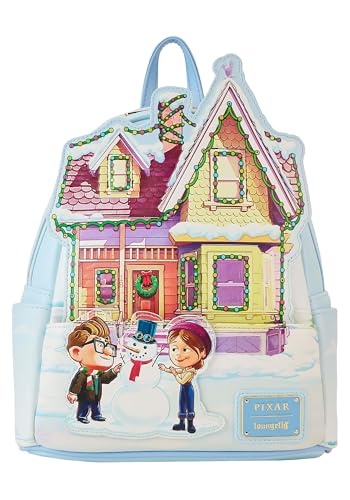 Loungefly Disney Pixar Up House Holiday - Mini mochila iluminada, Azul, Talla única, Moderno