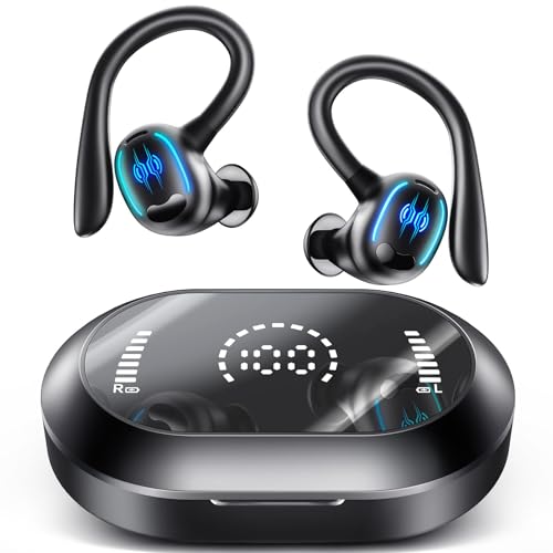 MAIJOFO Auriculares Inalámbricos 60H Playtime Over Ear Bluetooth 5.3, 2023 Auriculares In Ear, Cascos Inalambricos con Pantalla LED, Deporte Auriculares Bluetooth