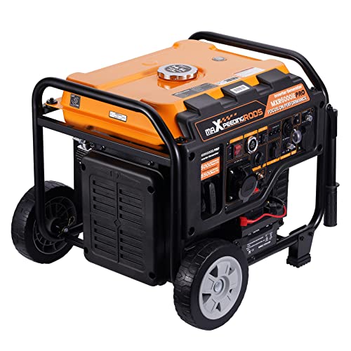 maXpeedingrods 5500W Inversor Generador con interfaz ATS, 4 Tiempos Estación de Energía con Paralelo, Generador de Gasolina con Salidas AC/DC/USB, 14.5L tanque con tiempo de Larga Duración