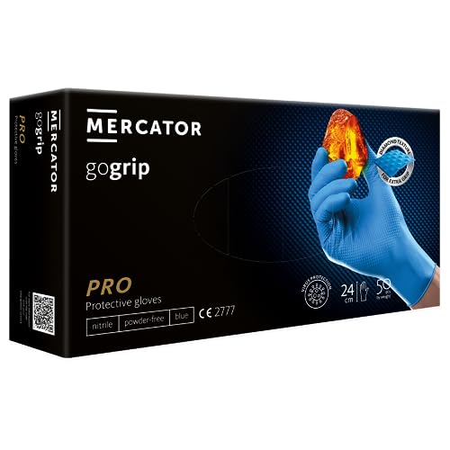 Mercator - Caja de guantes de nitrilo contacto con alimentos talla L azul Gogrip caja de 50
