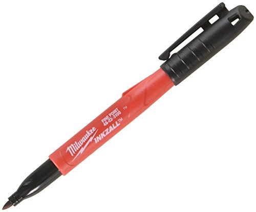 Milwaukee 48-22-3100 Inkzall - Marcadores permanentes de punta fina, color negro, 12 unidades