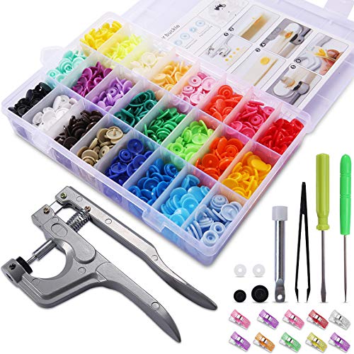 MOOING 360 Set Botones de Presion T5 Botones Snaps Plastico Resin Botones con Alicates de Presión,24 Colores 12mm Conjunto de botones para DIY Manualidades,Telas