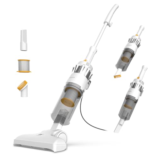 Newlux - Aspirador Escoba con Cable 2en1 V900, 800W, Depósito 2L, 16.5 Kpa, Triple Sist. Filtrado (F.HEPA) y Tecnología Ciclónica, 5m de Acción, Eficiencia Energética a (Blanco), 1200560