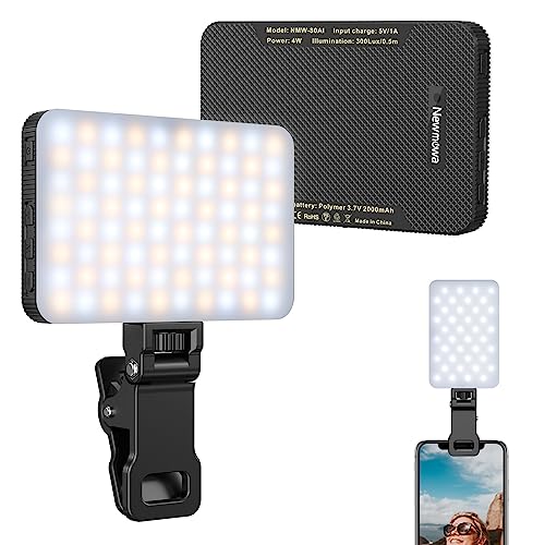 Newmowa Selfie Light, Clip Recargable con Sensor de luz Inteligente para teléfono/portátil/Tableta/cámara, 3 Modos para TikTok/Maquillaje/videoconferencia, USB