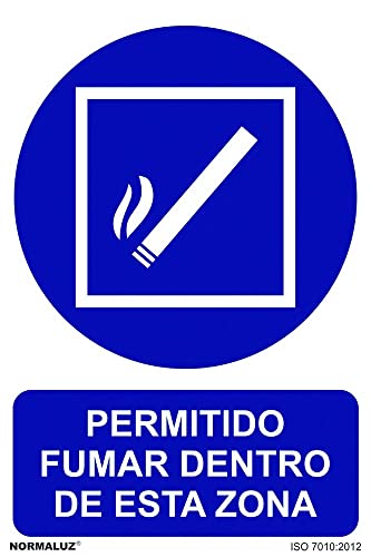 Normaluz RD20011 - Señal Permitido Fumar Dentro De Esta Zona PVC Glasspack 0,7mm 21x30 cm