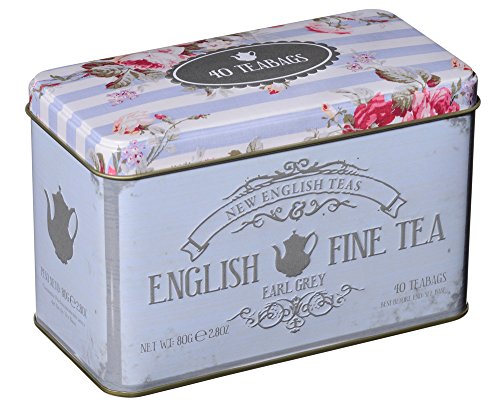 Nueva Gama de Memorabilia Inglesa de Tés English Fine Tea 40 Earl Bolsa de Té Gris Tin 80 g