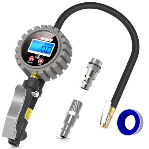 Oasser Manómetro Presión Digital 0-18bar Inflador Neumáticos para Compresor Medidor Profesional Portátil para Coche Moto Bicicleta y Camión 0-255psi P5