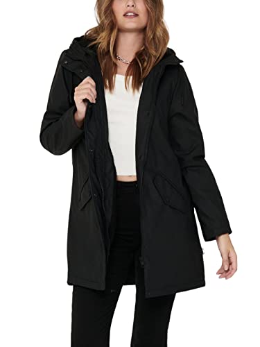 ONLY Onlsally Otw Noos-Abrigo Impermeable Chaqueta de Lluvia, Black/Black Teddy, XS para Mujer