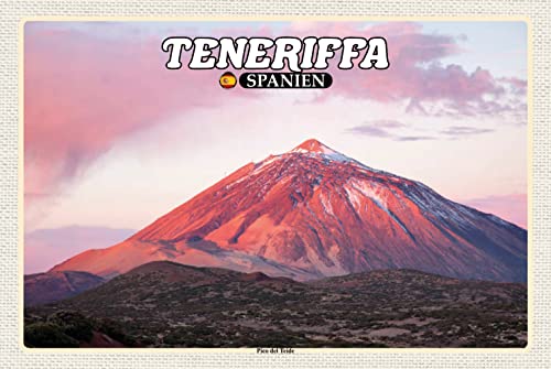 Ontrada Cartel de chapa de 12 x 18 cm abovedado Tenerife España Pico del Teide Montaña