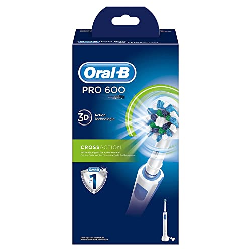 Oral-B PRO 600 CrossAction - Cepillo de dientes eléctrico recargable, con Tecnología Braun, Color Azul