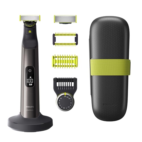 Philips OneBlade Pro 360 barbero eléctrico, afeitadora y afeitadora corporal, 1 cuchilla 360, 14 longitudes de corte, 1 kit para el cuerpo, 1 soporte de carga, 1 estuche de viaje (modelo QP6651/30)